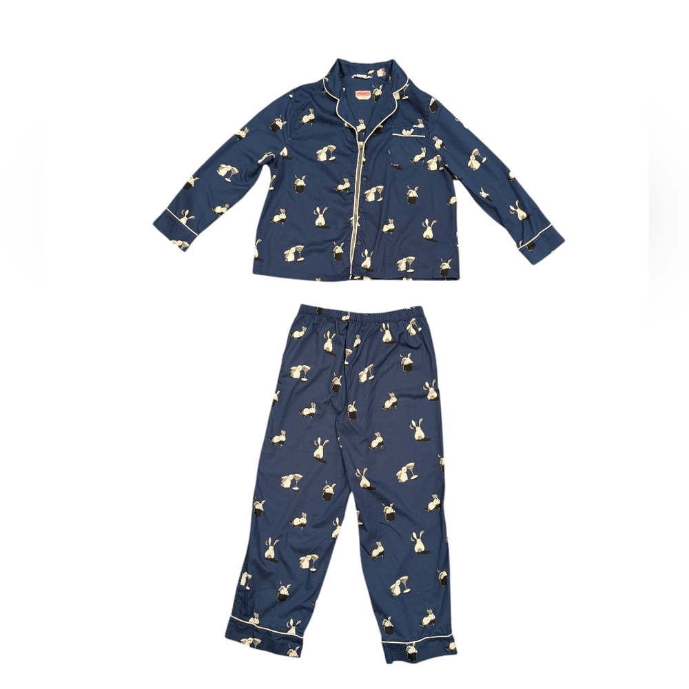 kate spade Blue and Cream Pajama Set with Bunny Print
